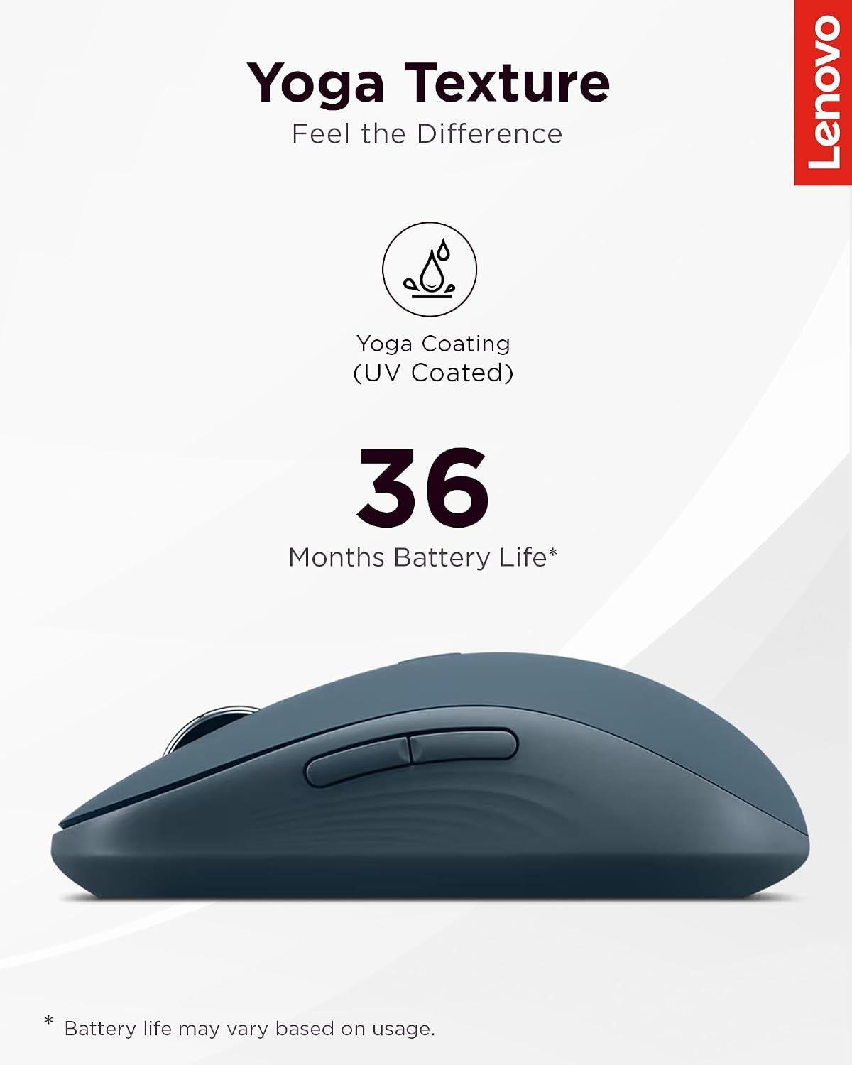 Lenovo Yoga Bluetooth Silent Mouse, 3 Level DPI Adjustment, 36 Month Battery ...