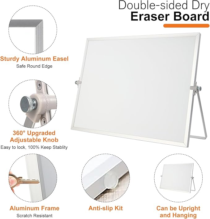 Dry Erase WhiteBoard, Aisuoker 16 x 12inch Magnetic Desktop Whiteboard - Image 5