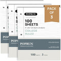 POPRUN Loose Leaf Paper, 8.5" x11" College Ruled, 100GSM / AA Grade Bulk Lined by POPRUN