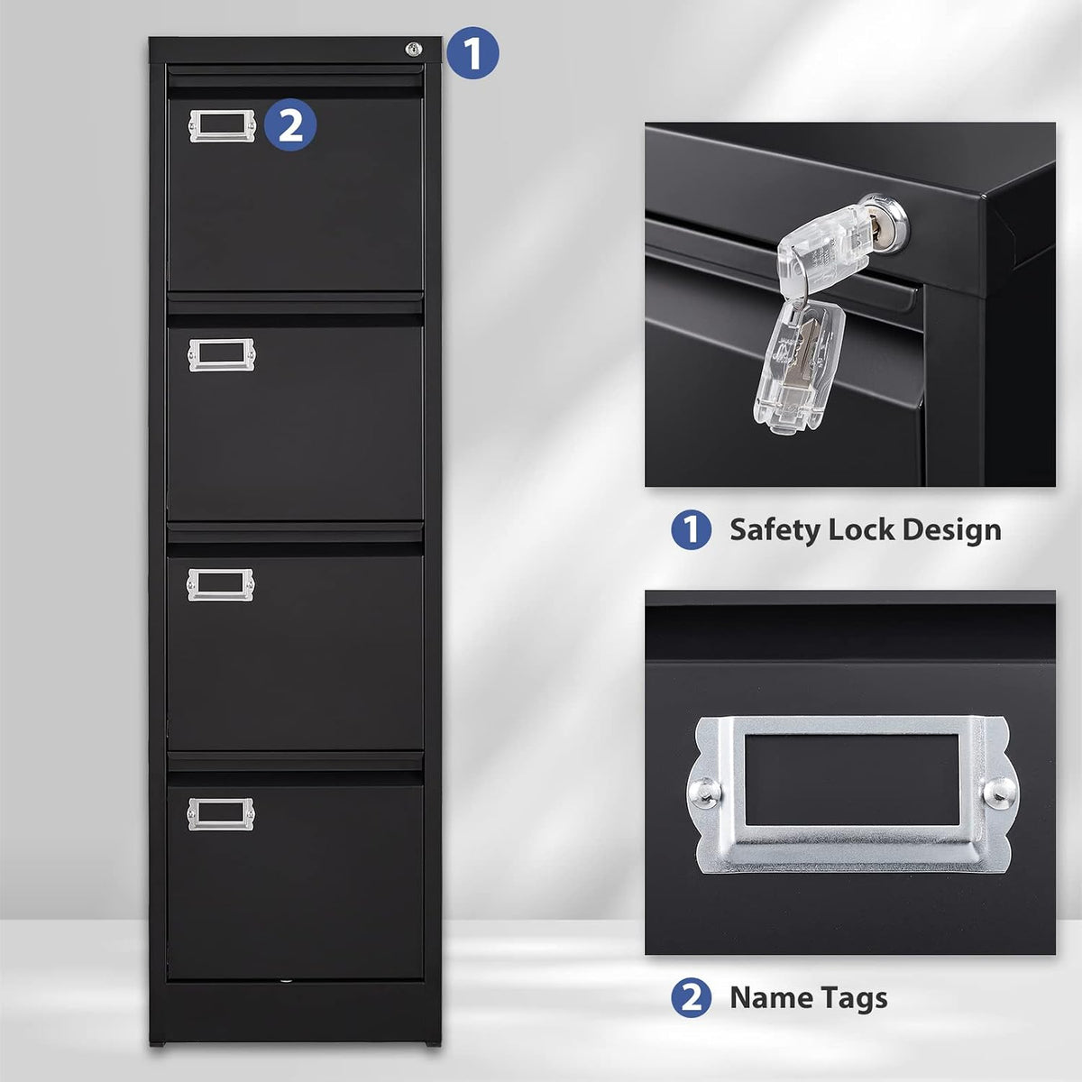 4 drawer file cabinet, filing cabinets for home on a desk or shelf