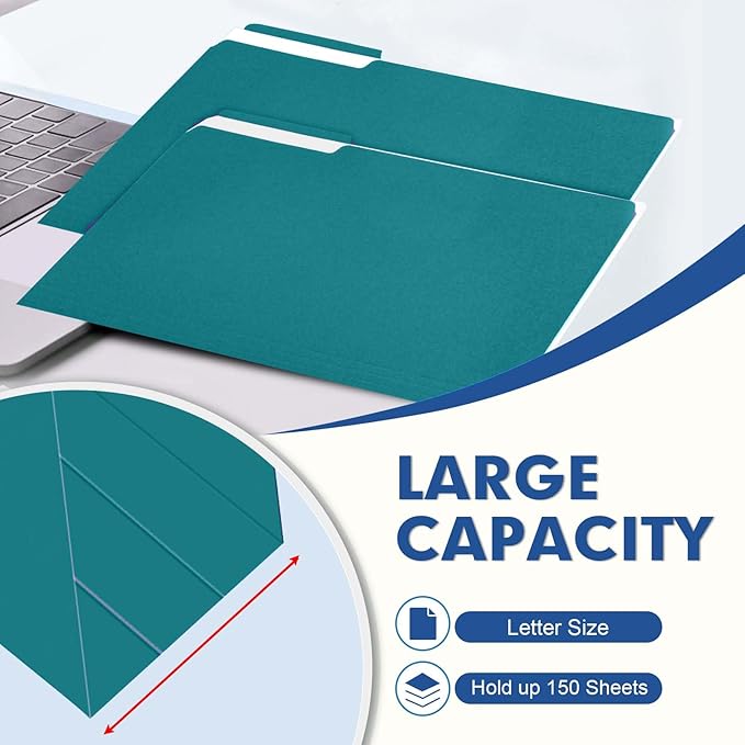 File Folder, PANDRI 120 Pack File Folder, 1/3 Cut Tab, Letter Size, Filing - Image 4