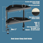 Yuxh Clamp On Desk Corner Shelf 2 Tier Cilp Under Table Corner Organizer - Image 2