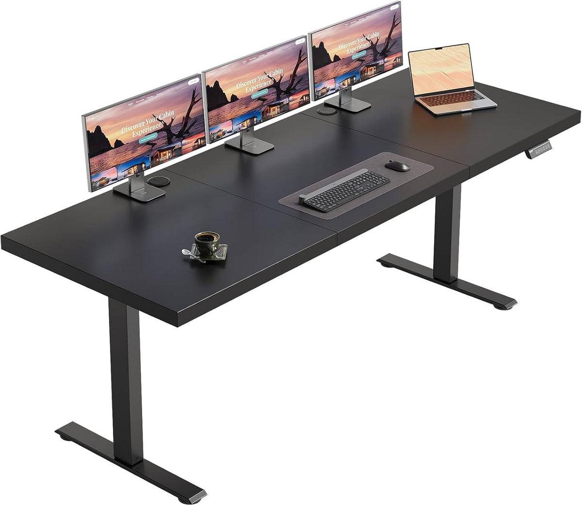 OffiGo 71 Inch Executive Electric Standing Desk Height Adjustable, Black