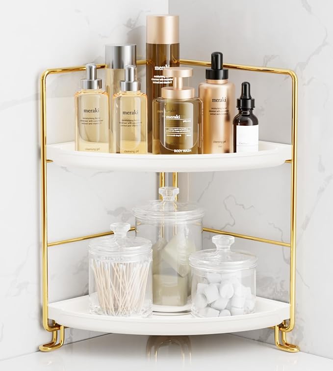 FSyueyun 2-Tier Corner Bathroom Counter Organizer, Tool-Less Installation by FSyueyun