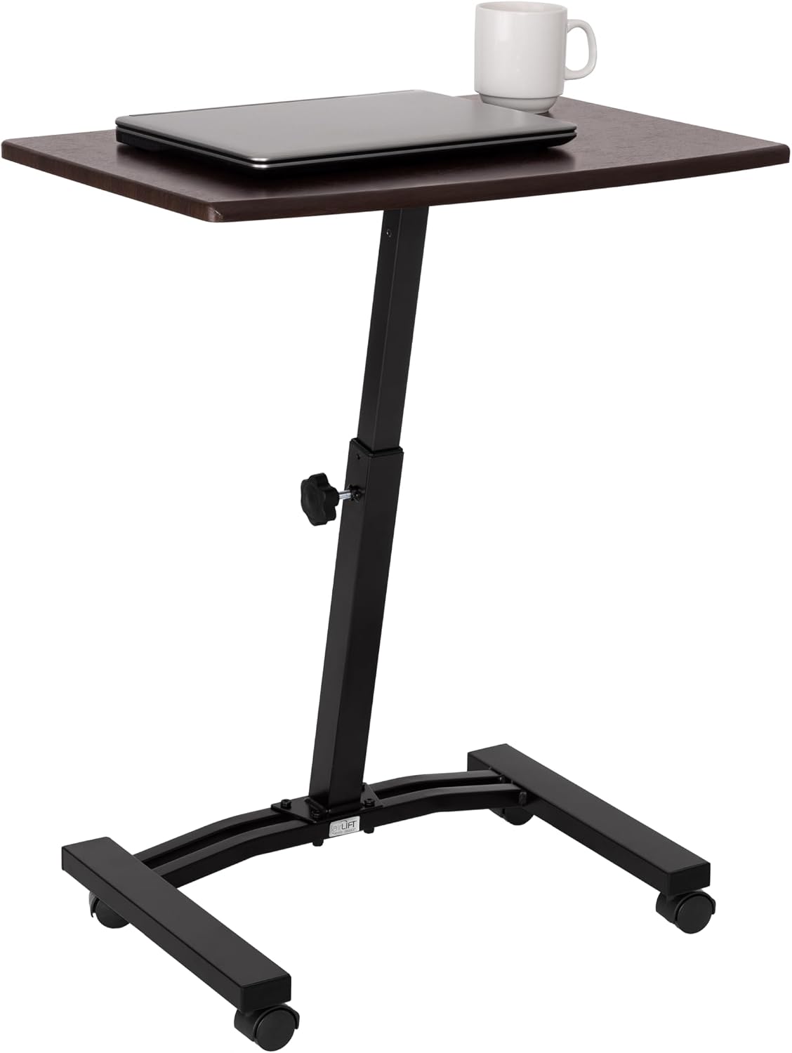 Seville Classics Airlift Mobile Laptop Table, Walnut, 24" Wide Desktop