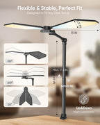 36w led desk lamp with clamp, dual-head architect, close-up detail