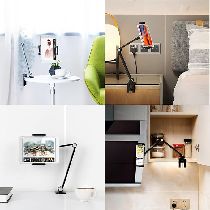 iPad Desk Mount, Adjustable Tablet Holder Clamp, 360 degree Rotation, Sturdy - Image 2