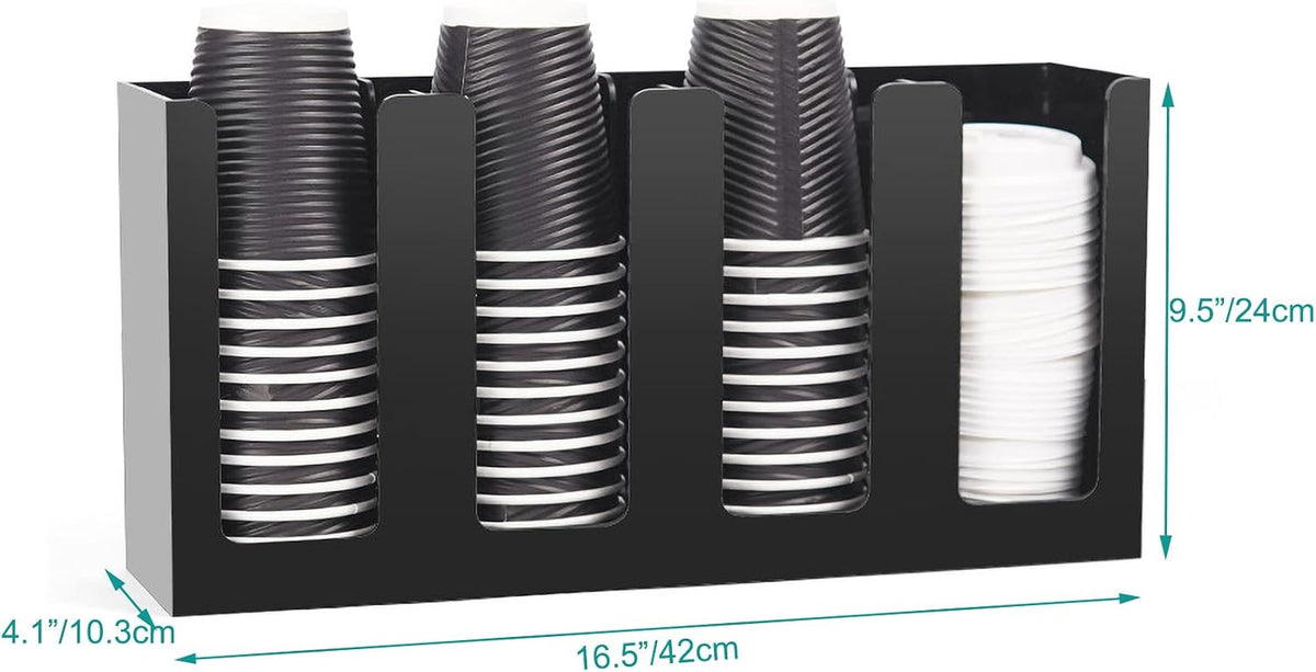 Tirifer Disposable Coffee Cup Dispenser Organizer Paper Cup Lid Sleeve Holder...