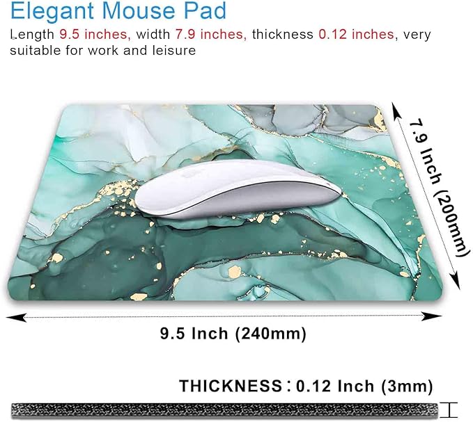 IMAYONDIA Turquoise Marble Mousepad, Computer Mouse Pad Teal, Luxury Swirl Mice - Image 2