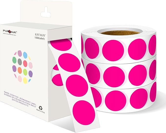 PARLAIM 3/4 Inch Roll Color Coding Labels, 4000 per/4 Rolls Round Adhesive by PARLAIM