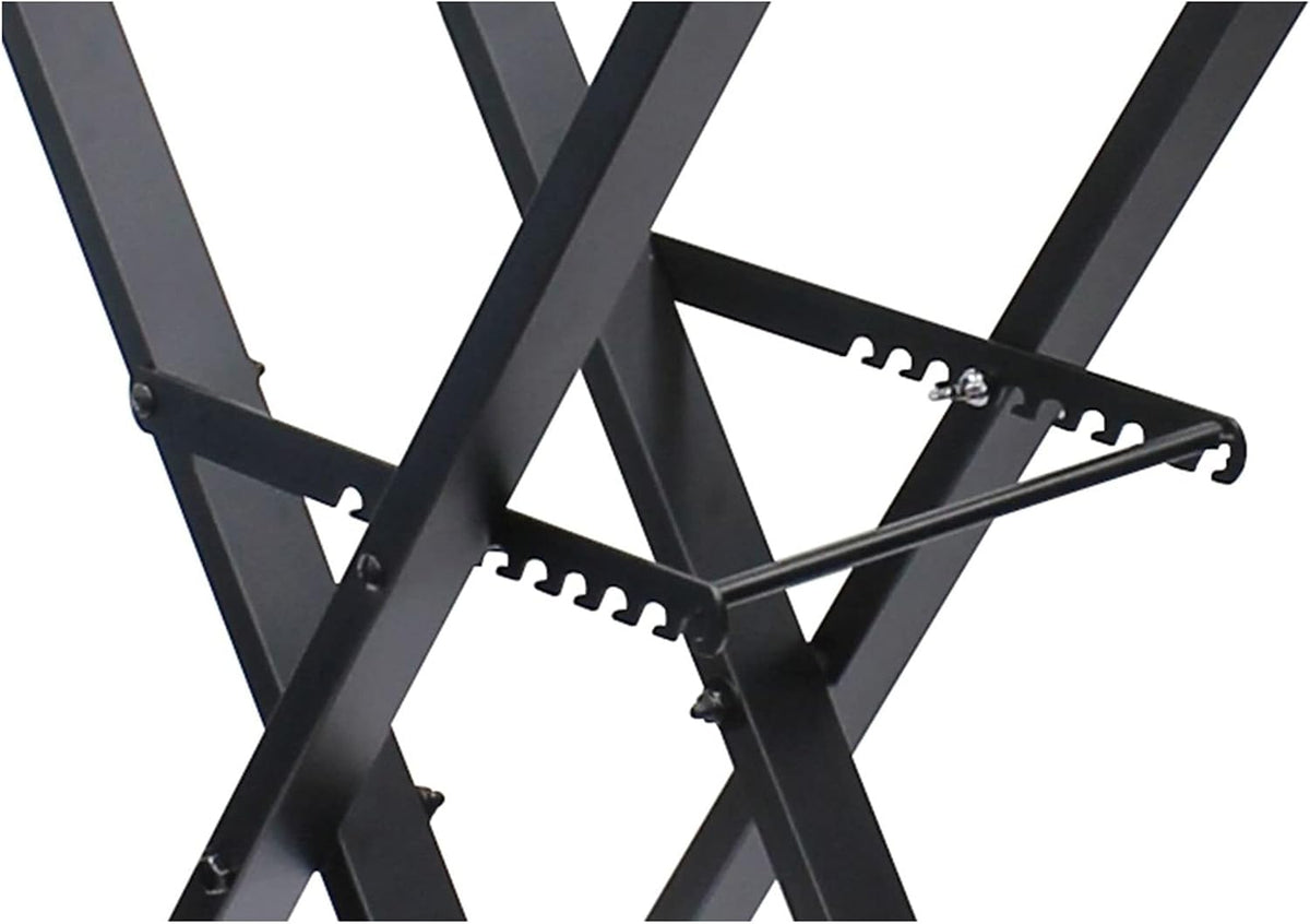 Black Two Tier X-Stand with Mic Boom and Top Shelf
