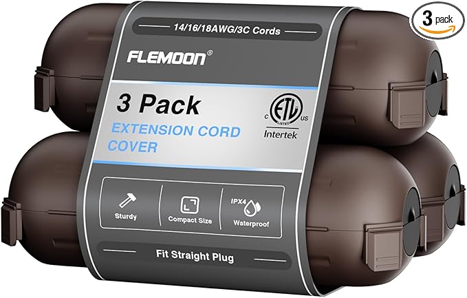Flemoon Outdoor Extension Cord Waterproof Cover, Weatherproof Electrical by FLEMOON