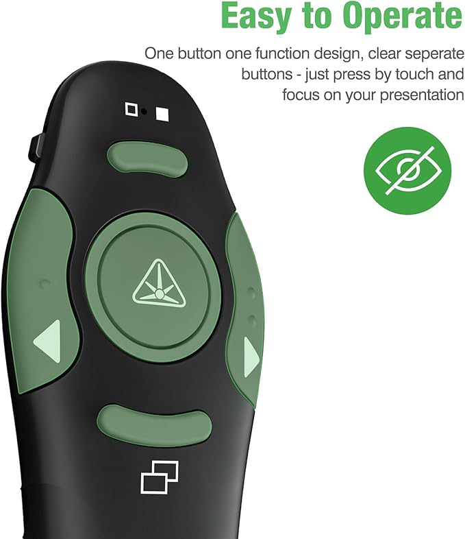 DinoFire Green Presentation Clicker Wireless Presenter Remote, RF 2.4GZ - Image 5