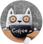 Round Mouse Pad, Anti Slip Rubber Round Cartoon Coffee Cat Mousepads Desktops by QJ+CMJ