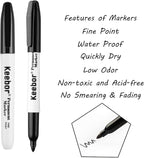 Keebor Permanent Markers Bulk, 60 Pack Black Permanent Markers, Quick Drying & - Image 2