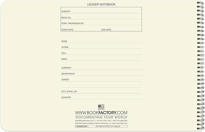 BookFactory Accounting Ledger Notebook/Large 2 Column Accounting Ledger - Image 2