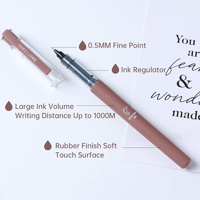 FUNFULL 16pcs Quick Dry Coffee Ink Rollerball Pens, 0.5mm Fine Point Colored - Image 3
