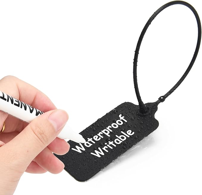 50 Black Blank Plastic Tags for Labeling Waterproof Hanging Labels Writable - Image 2