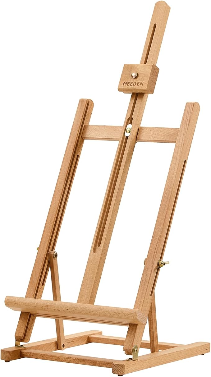 MEEDEN Large Wooden Tabletop H-Frame Easel, Solid Beech Wood Table Easel by MEEDEN
