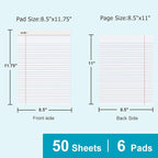 ViVin Legal Pads 8.5 x 11 Inch, Wide Ruled Note Pads, 6 Pack, 50 Sheet/Pad - Image 2