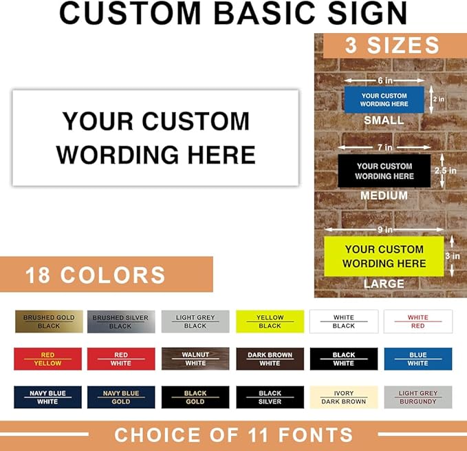 Basic Custom Personalizable Wall or Door Sign | Your Custom Message | Enter - Image 2