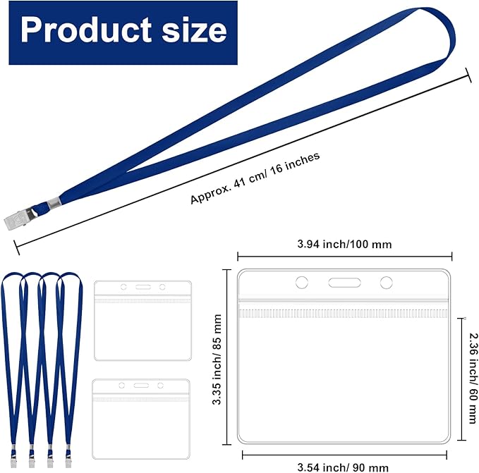 100 Pcs Lanyards for ID Badges and 100 Pcs Clear Name Tag Holders Reusable - Image 2