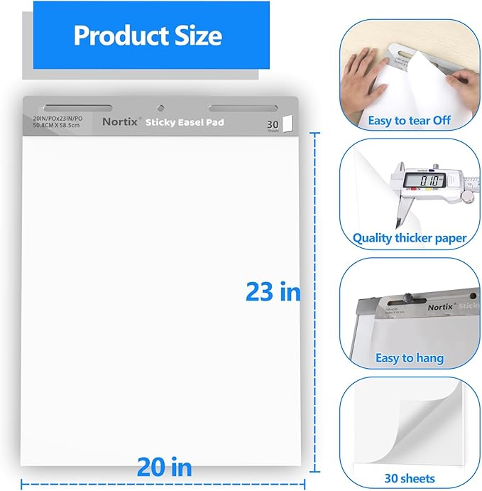 Nortix Flip Chart Paper, Sticky Easel Pads, Chart Paper - Image 4