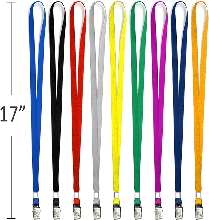 Beebel Black Lanyards 100 Pack Nylon Flat Badge Lanyard Bulldog Clip - Image 2