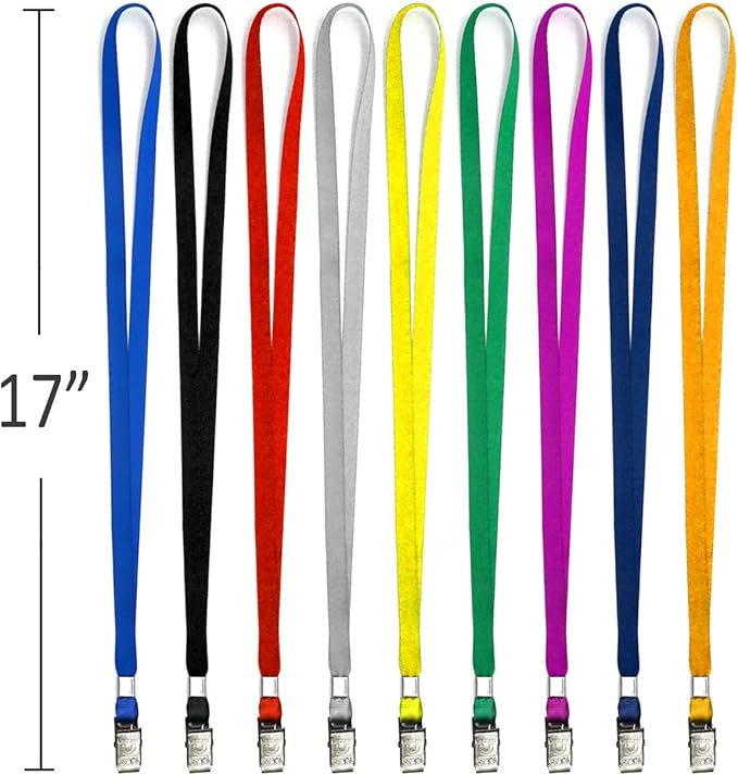 Beebel Blue Lanyards 100 Pack Nylon Flat Badge Lanyard Bulldog Clip - Image 2