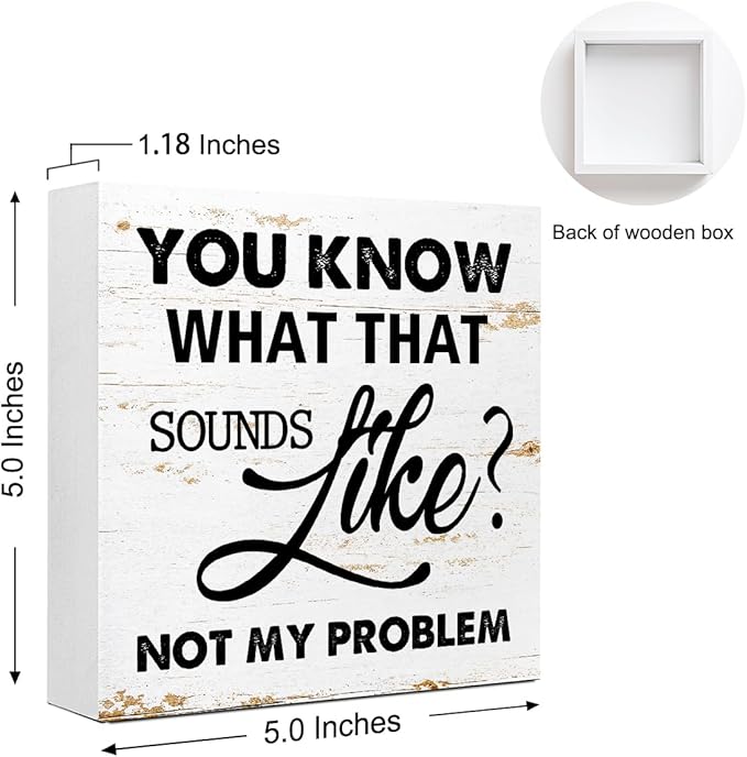 WUZYOU Workplace Wooden Block Sign Not My Problem Quote 5x5x1 INCH Sign - Image 2