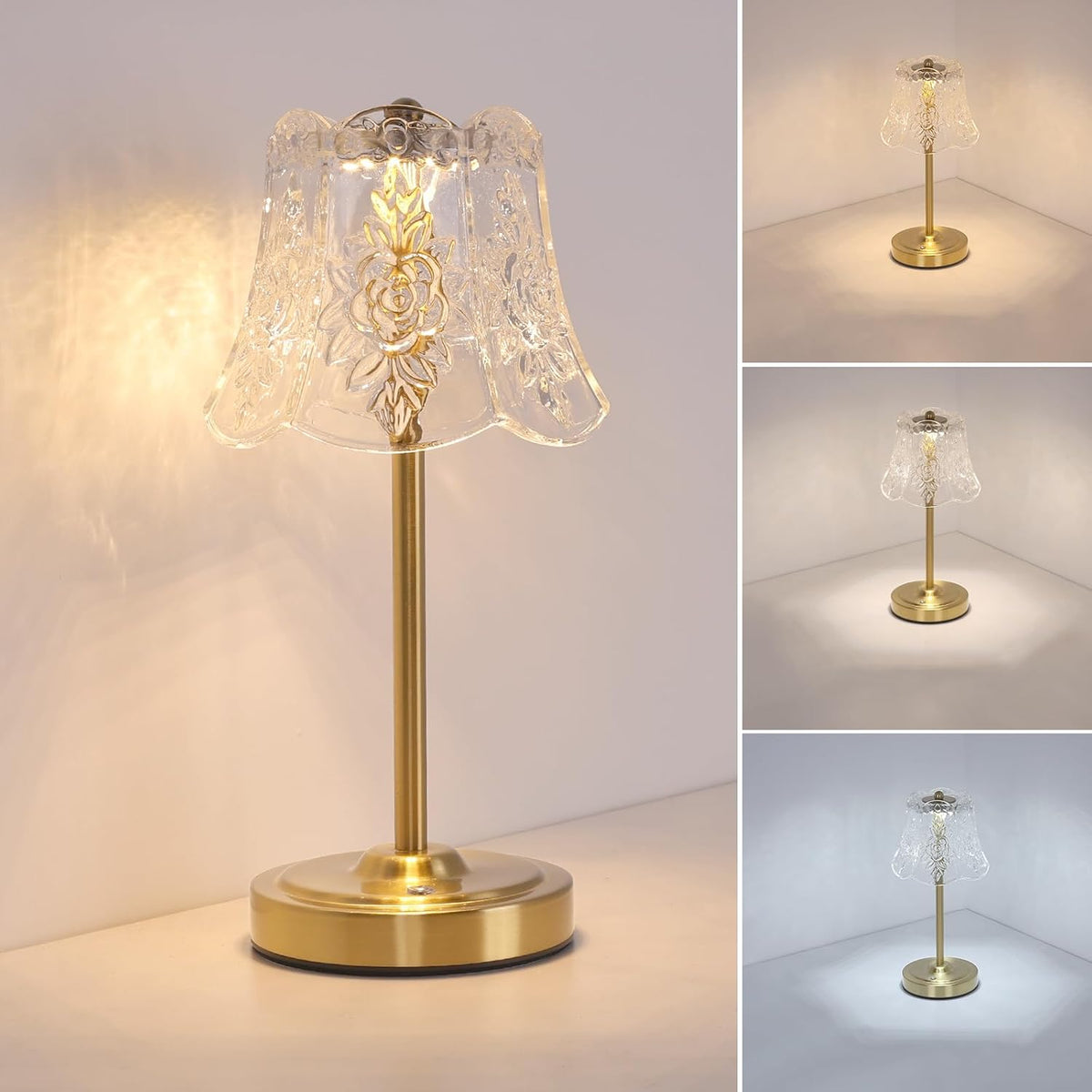 Shenmoyl Cordless Touch Table Lamp with 5200mAh Battery - 3 Adjustable Color ...
