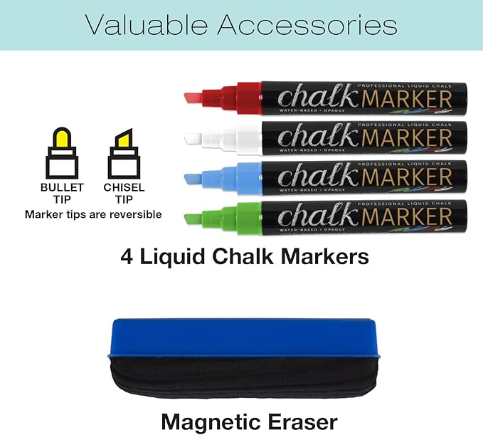 Excello Global Products Rustic Tabletop Chalkboard: Includes 4 Liquid Chalk - Image 5