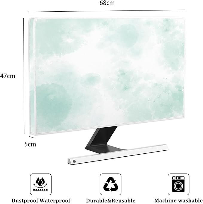 Baocicco Abstract Watercolor Waterproof Computer Monitor Cover 26, 28 Inch Cyan - Image 2