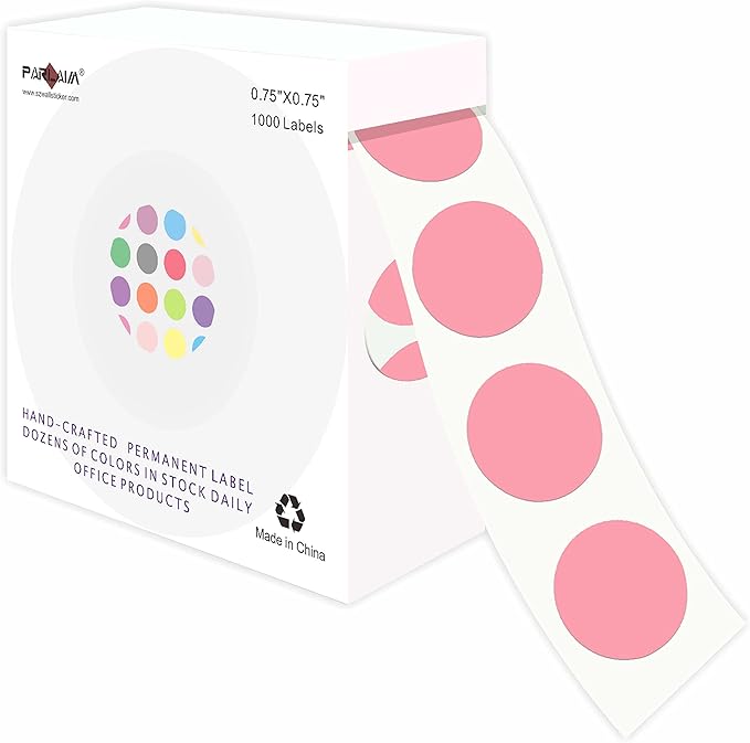 PARLAIM 3/4 Inch Roll Color Coding Labels, 1000 per Roll Round Permanent by PARLAIM