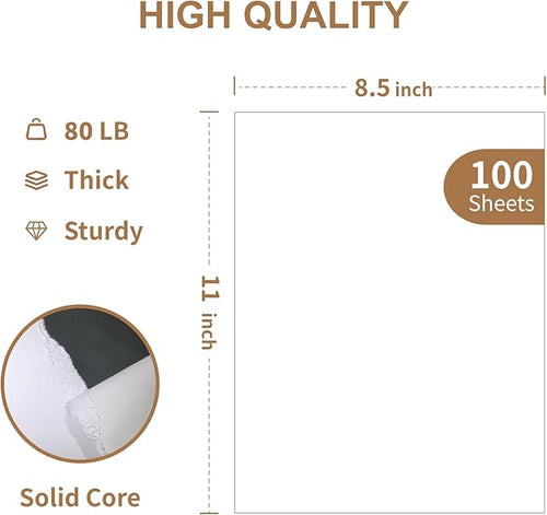 100 Sheets White Cardstock 8.5 x 11, Creebe 80lb Thick White Card Stock - Image 2