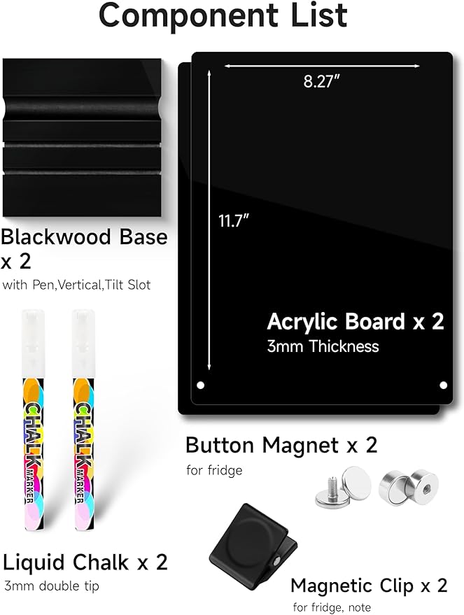 Kivsty 2 PCS Desktop Black Dry Erase Board - Image 5