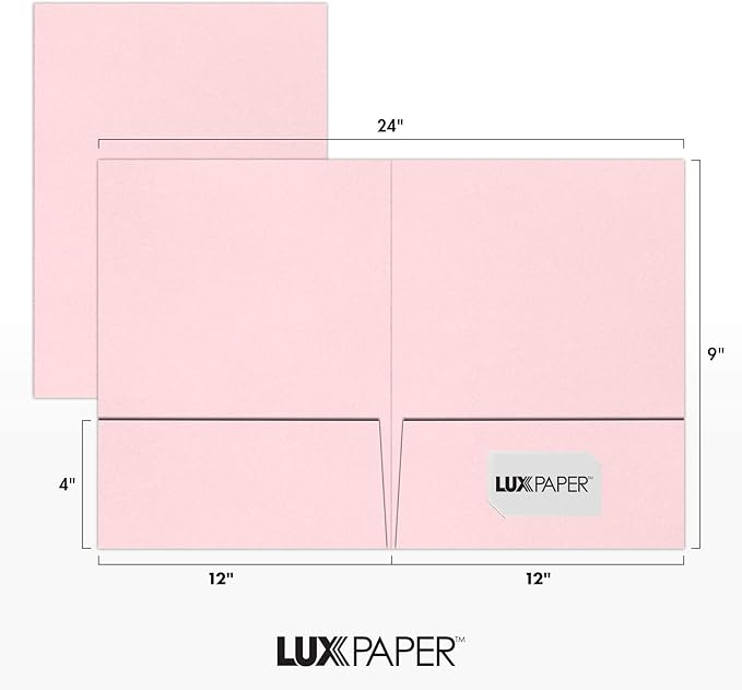LUXPaper 9" x 12" Presentation Folders | Two Pocket | Candy Pink | 100lb. Cover - Image 3