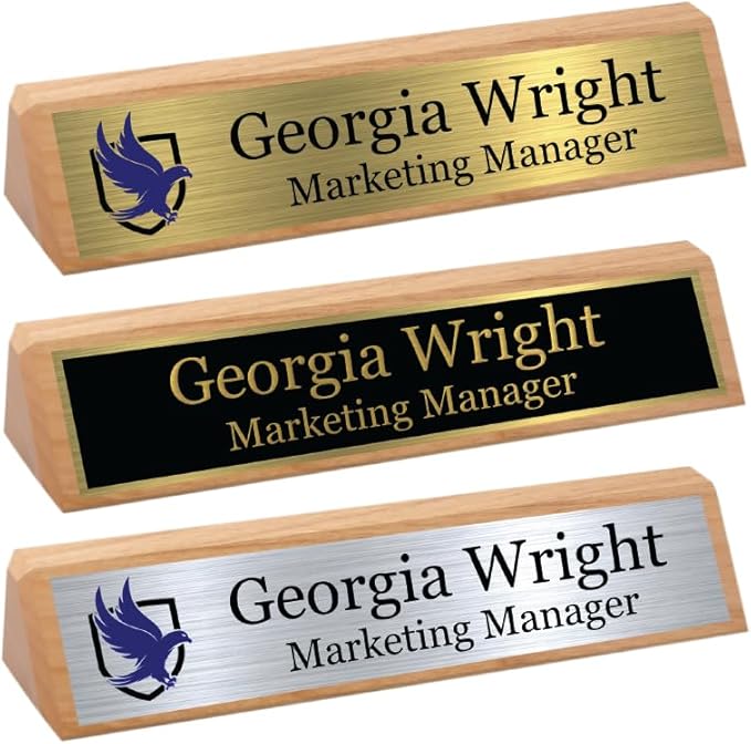Custom Desk Wedge Name Plate by GemAwards
