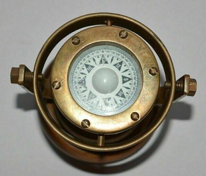 Nautical Brass Gimbal Compass Vintage Style Ship's Binnacle gimballed Compass - Image 3