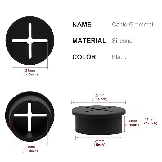 Desk Grommet, 1 Inch Flexible Rubber Grommets, Silicone Cable Cord Grommet Wire - Image 2
