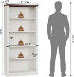 RWYHG 70" White Tall Bookshelf, 5-Tier Thick Wooden Book Shelf - Image 2