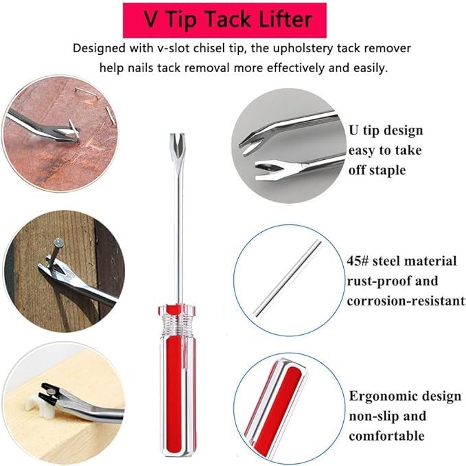 PUWANY 3pcs Upholstery Staple Remover Tool Includes Nail Puller Staples Puller - Image 6