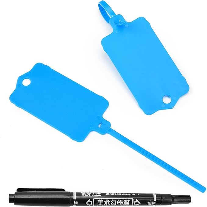 100pcs Blank Plastic Tags for Labeling Reusable Hanging Tags Ties Key Tag by LeadSeals