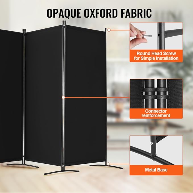 VEVOR Room Divider, 4 Panel Room Divider, Folding Privacy Screen and Portable - Image 3
