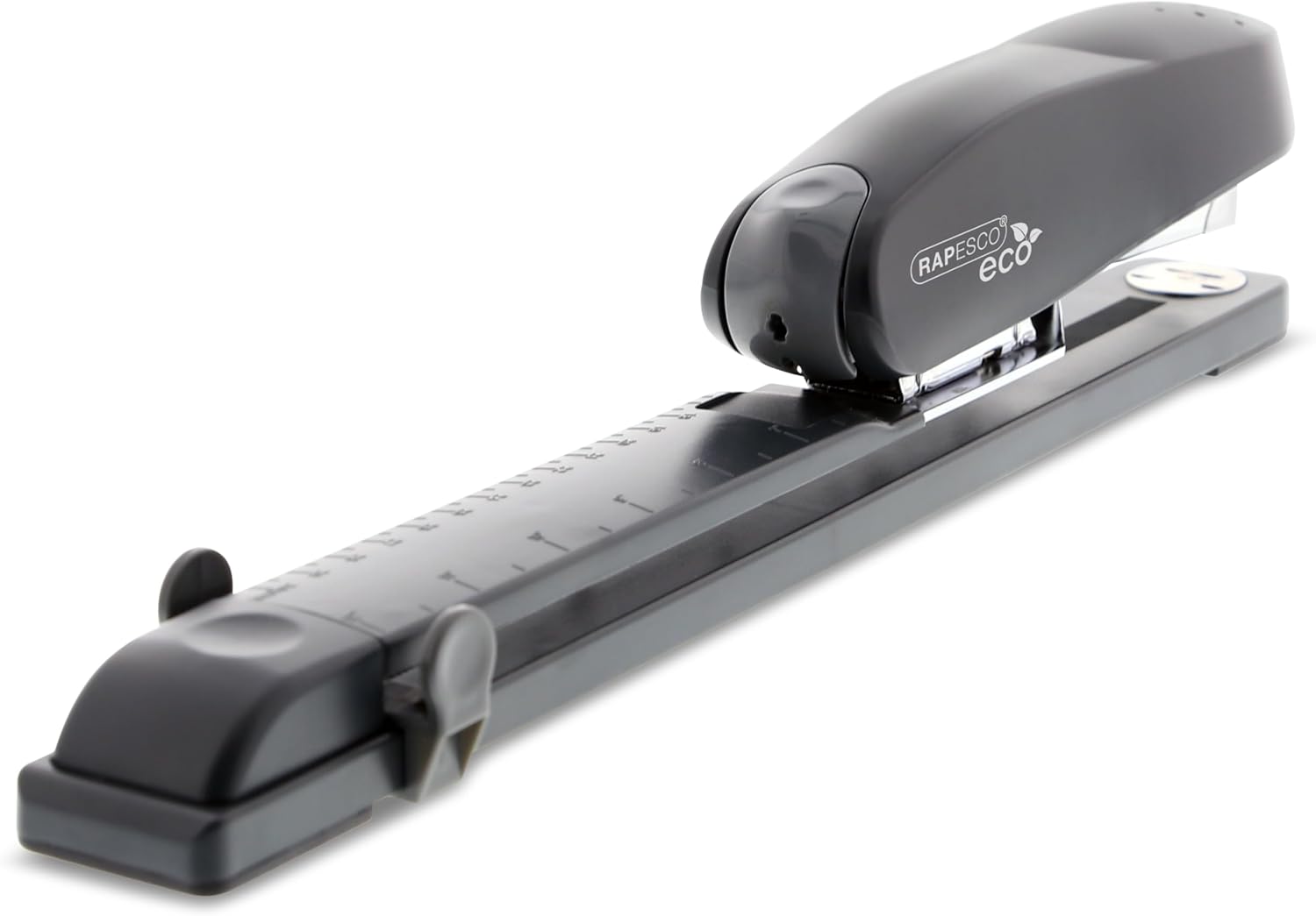 Rapesco 1480 ECO 790 Long Arm Stapler, 50 Sheet Capacity, Charcoal | Heavy-Duty All-Metal Chassis, Includes 2000 Staples, Rotating Anvil for Pinning, Adjustable Paper Guide, for Office