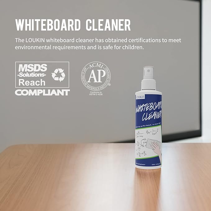 loukin Non-Toxic Whiteboard Cleaner, 3.4 fl oz Dry Erase Board Cleaner - Image 2