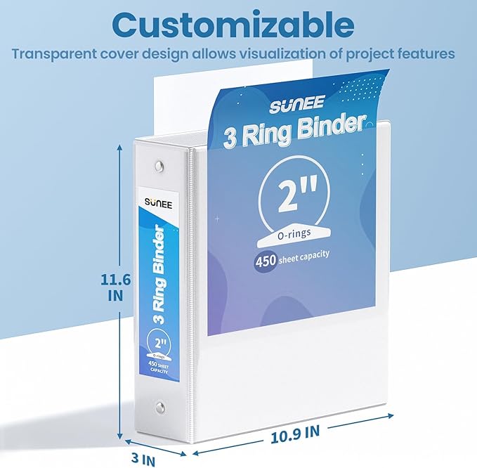 SUNEE 3 Ring Binder 2 Inch 1 Pack - Image 7