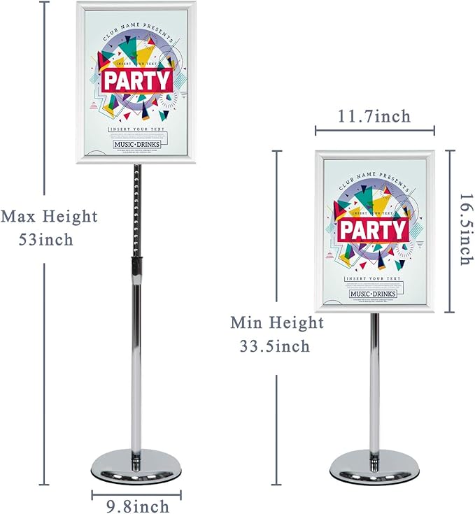 VAIIGO Pedestal Poster Stand, Adjustable Aluminum 11 x 17 Floor Standing Holder - Image 3