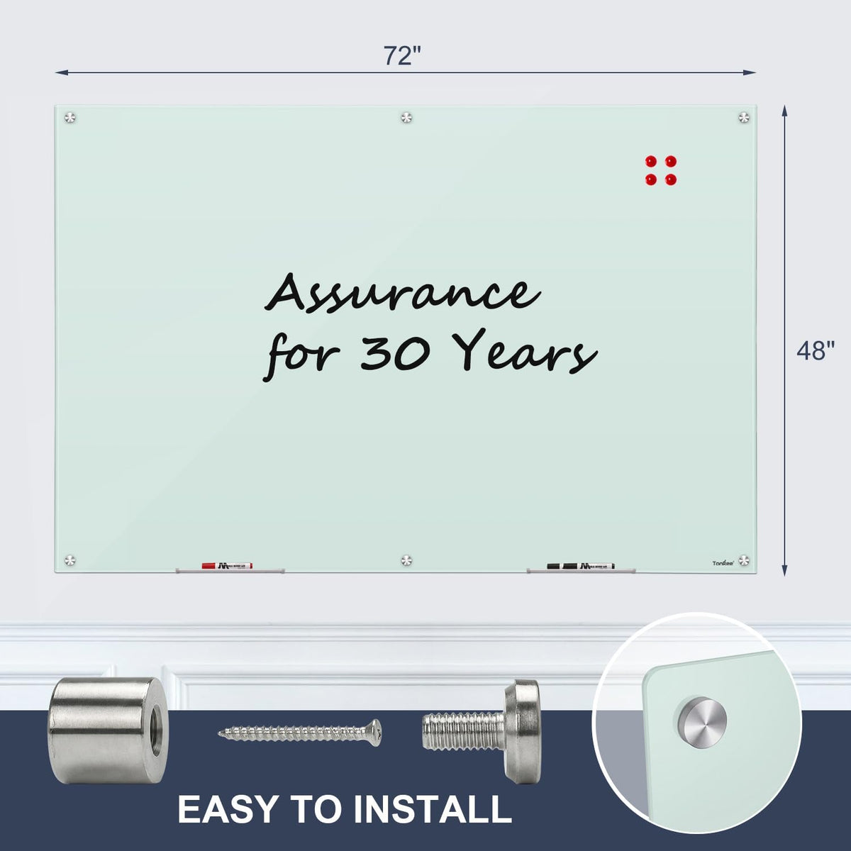 Glass Whiteboard 72x48 Large Magnetic White Board Dry Erase Board for Wall