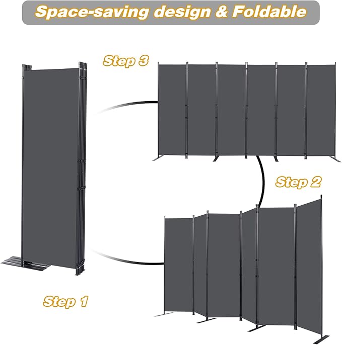 CHOSENM Room Divider, 6 Panel Folding Privacy Screens - Image 5